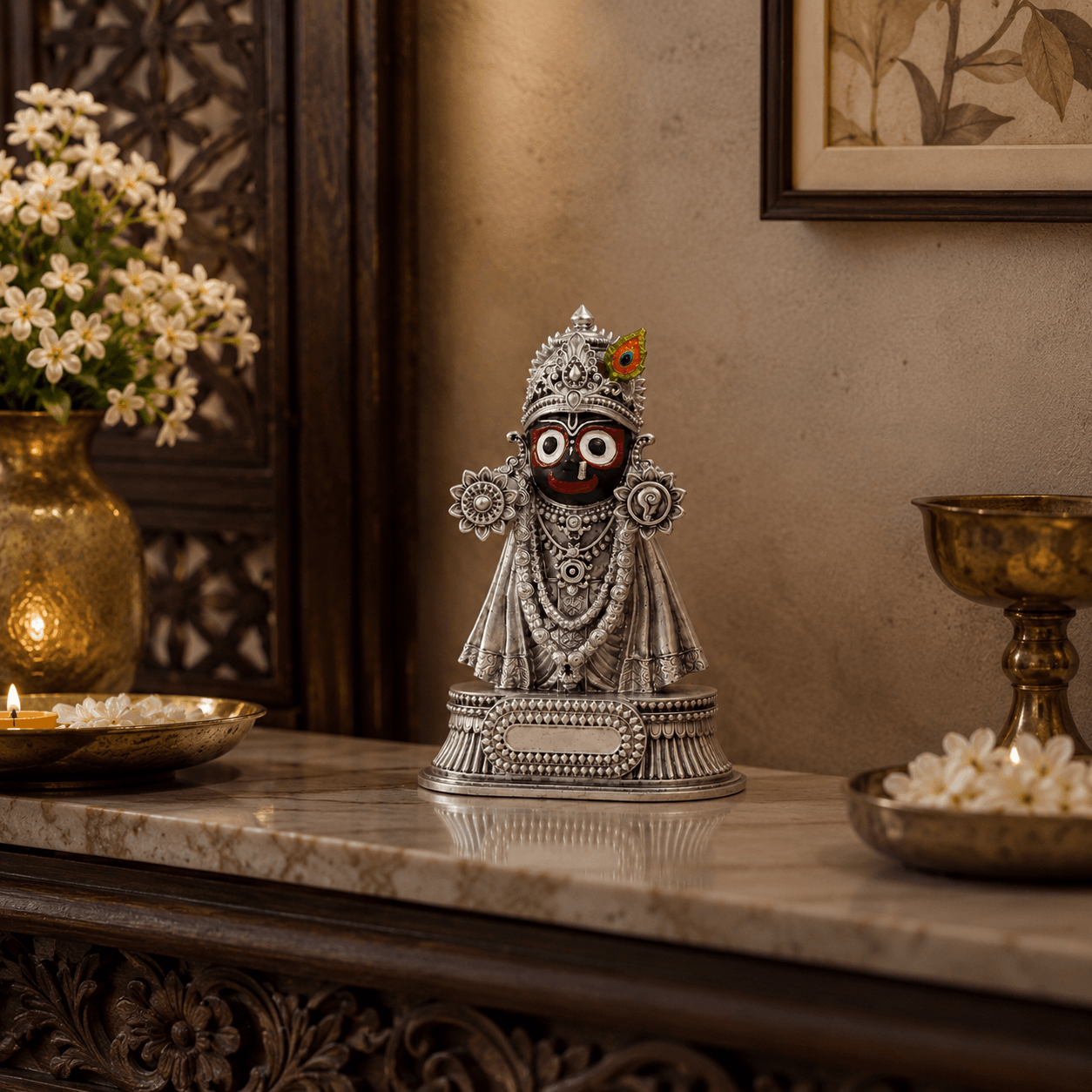 Svastika  Rajadhiraj Lord Jagannath Idol (999 Silver Plated)