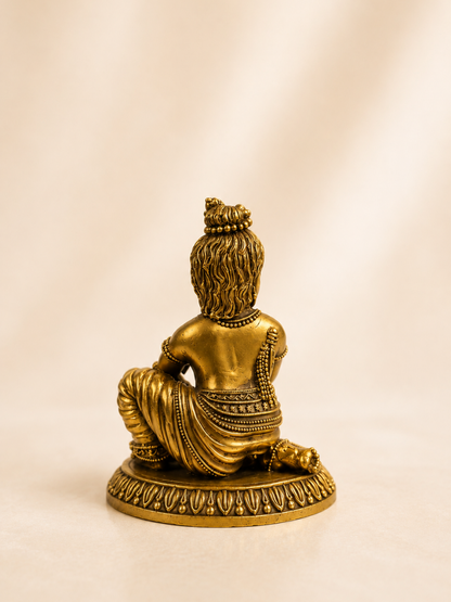 Antique Brass Kanha Ji Idol for Home Temple & Decor