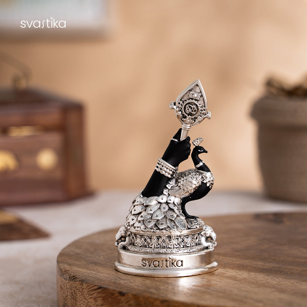 Svastika Vel Mayil Murugan Idol (999 Silver Plated)