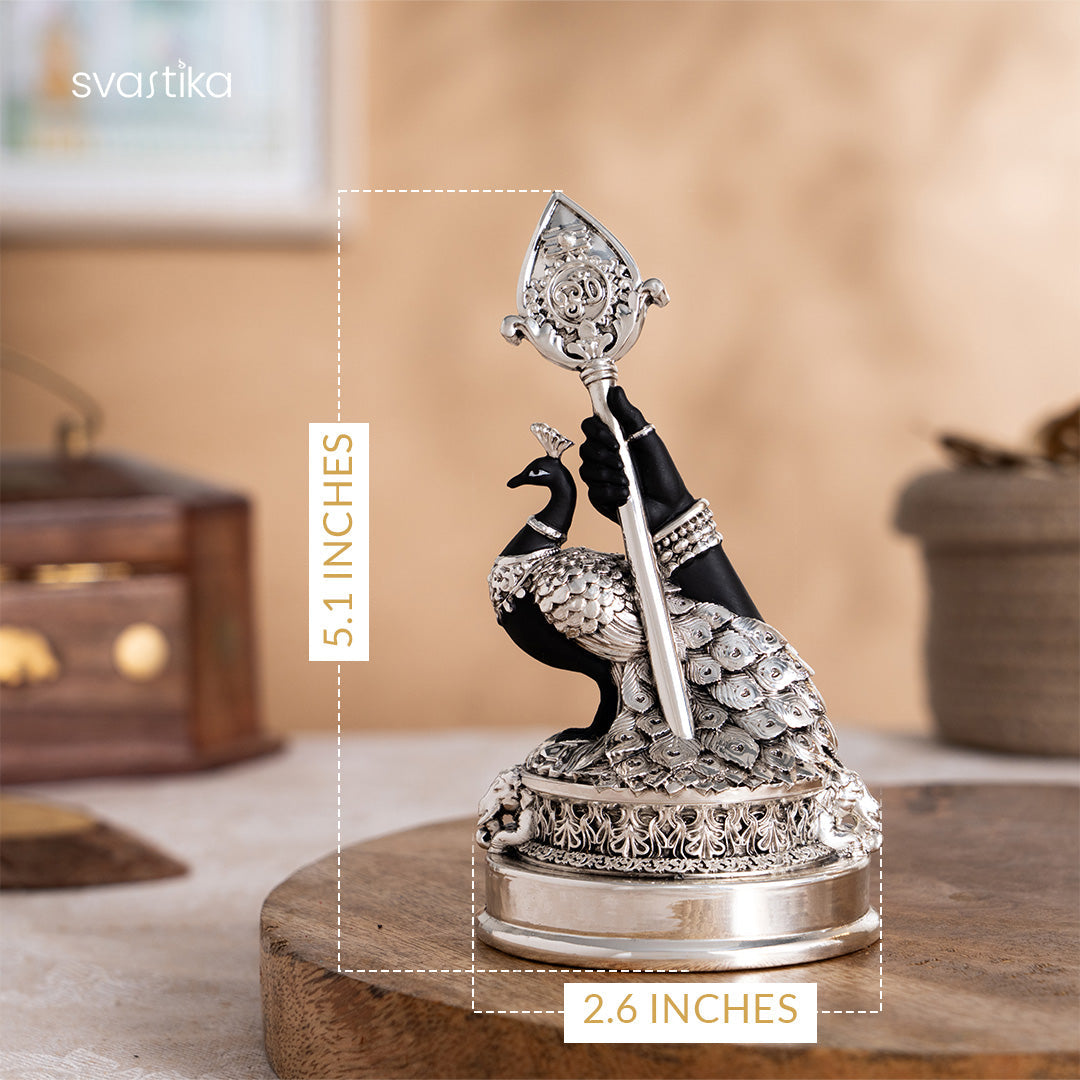 Svastika Vel Mayil Murugan Idol (999 Silver Plated)