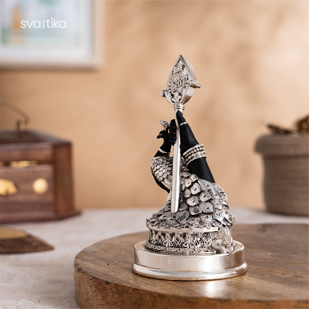 Svastika Vel Mayil Murugan Idol (999 Silver Plated)