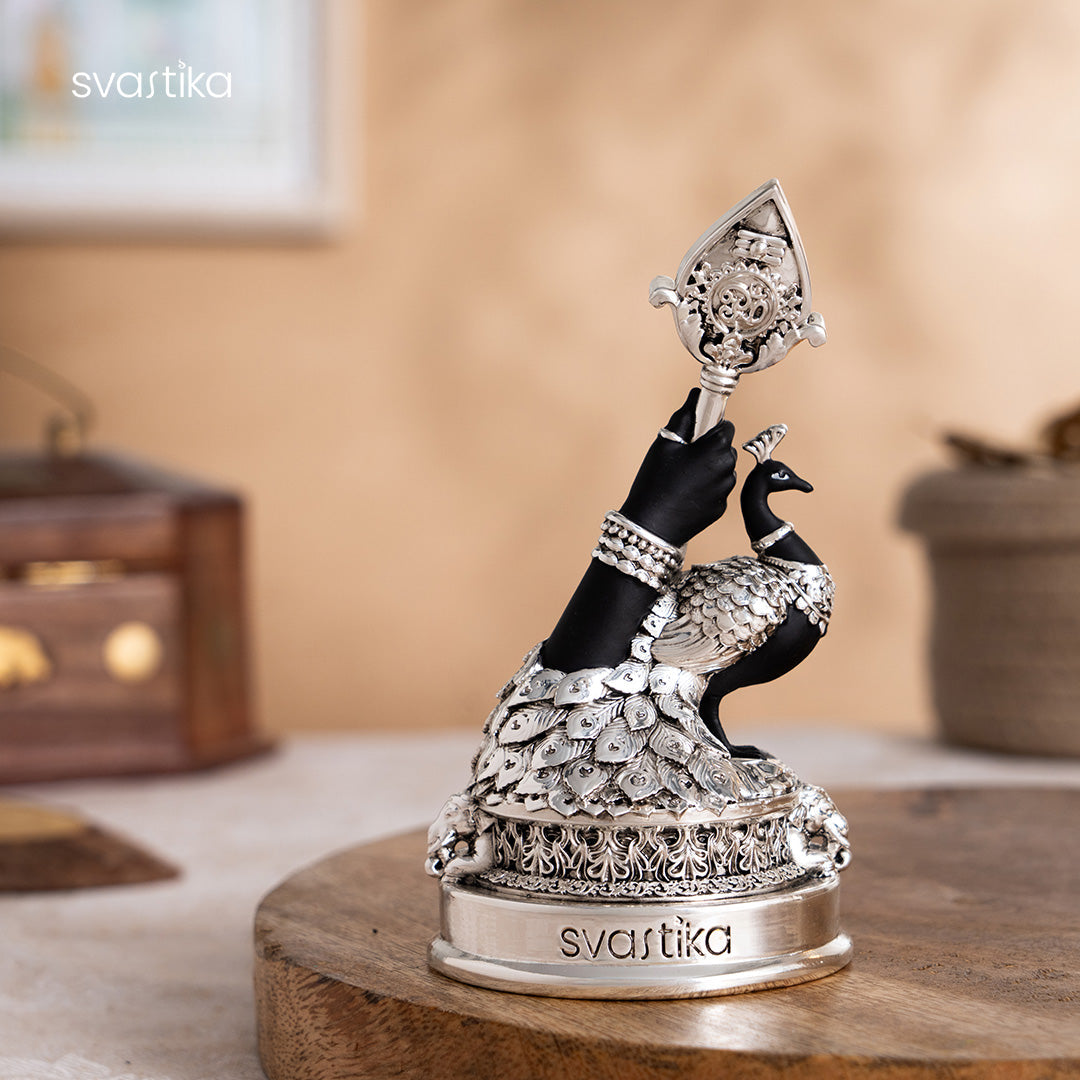 Svastika Vel Mayil Murugan Idol (999 Silver Plated)