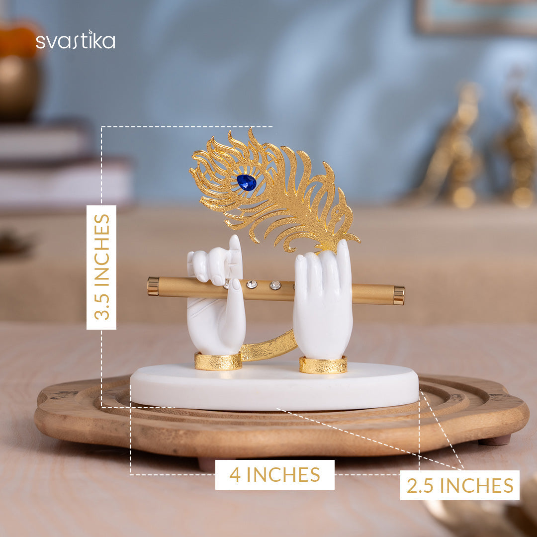 Lord Krishna's Divine Hands With Flute - Gold Plated
