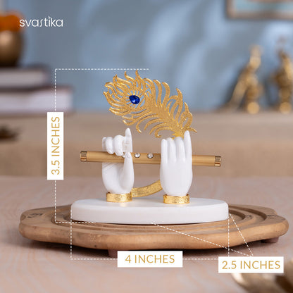 Lord Krishna's Divine Hands With Flute - Gold Plated