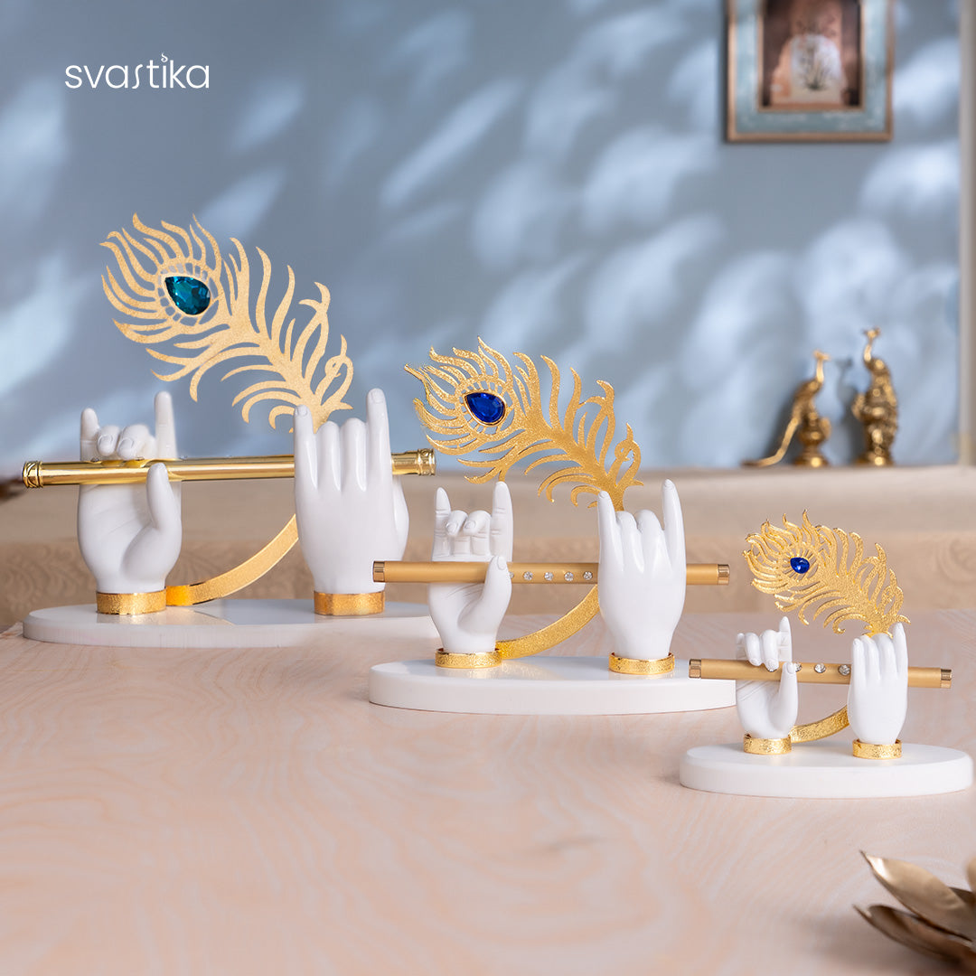 Lord Krishna's Divine Hands With Flute - Gold Plated