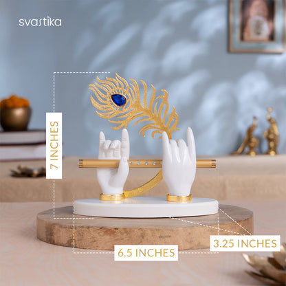 Lord Krishna's Divine Hands With Flute - Gold Plated