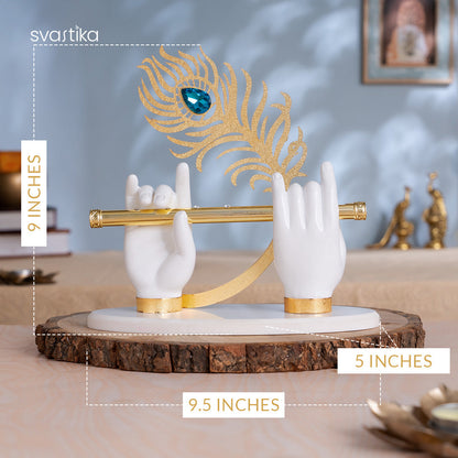Lord Krishna's Divine Hands With Flute - Gold Plated