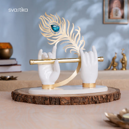 Lord Krishna's Divine Hands With Flute - Gold Plated