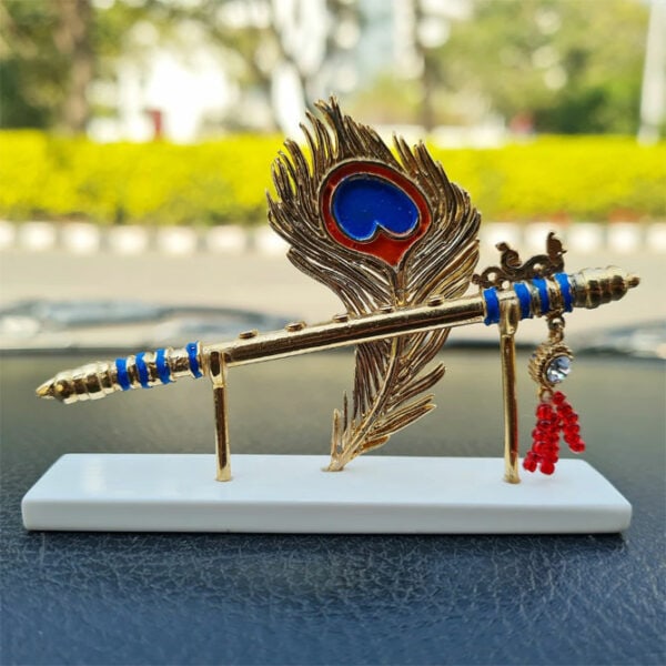 Lord Krishna's Flute & Feather Car Dashboard Idol (2.25 Inch)
