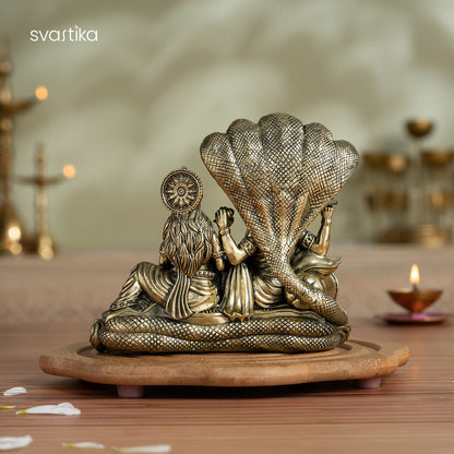 Brass Narayana/Vishnu Lakshmi on Ananta-Sajya (5.5 Inch)