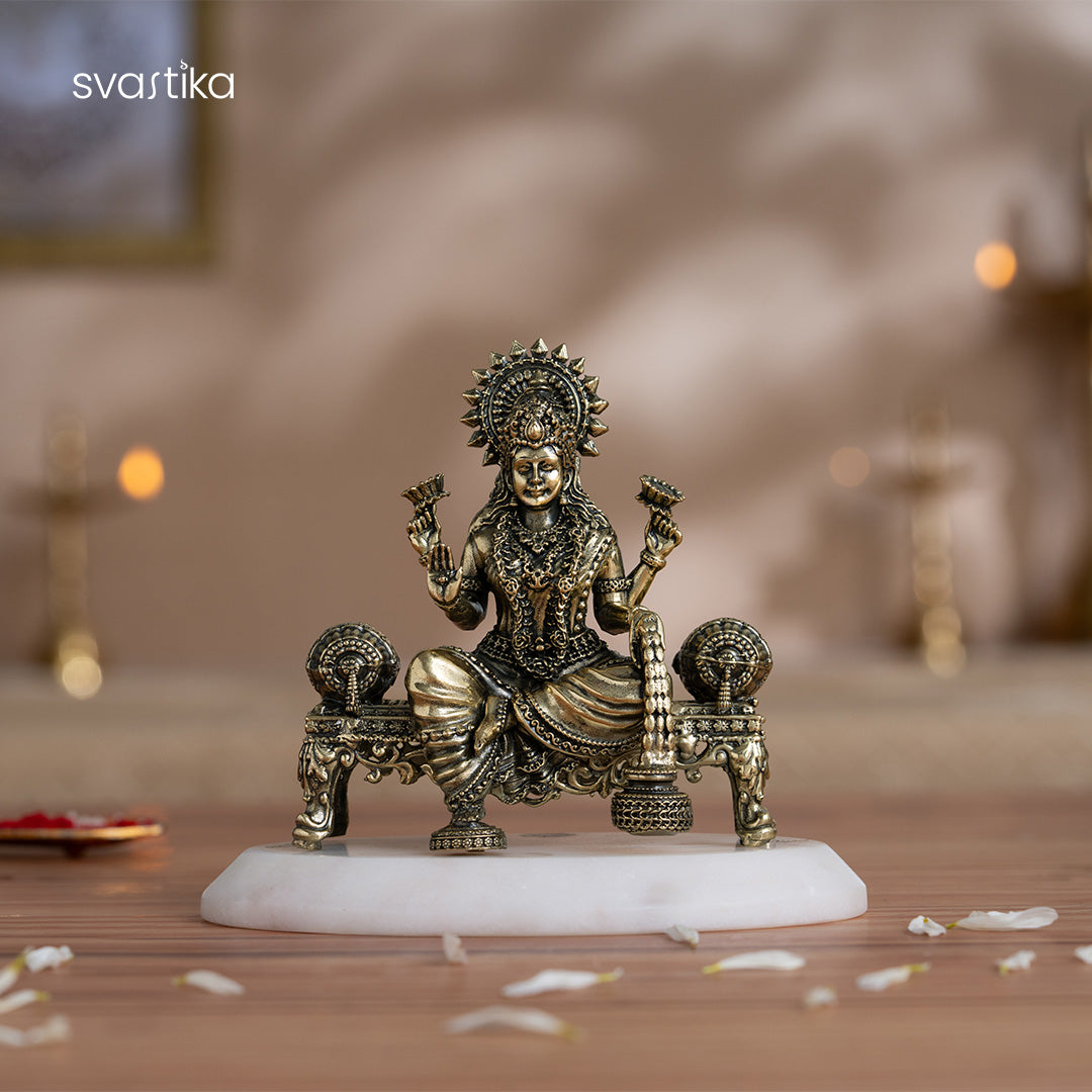 Brass Laxmi Ganesh Saraswati Murti Set (4 Inch)