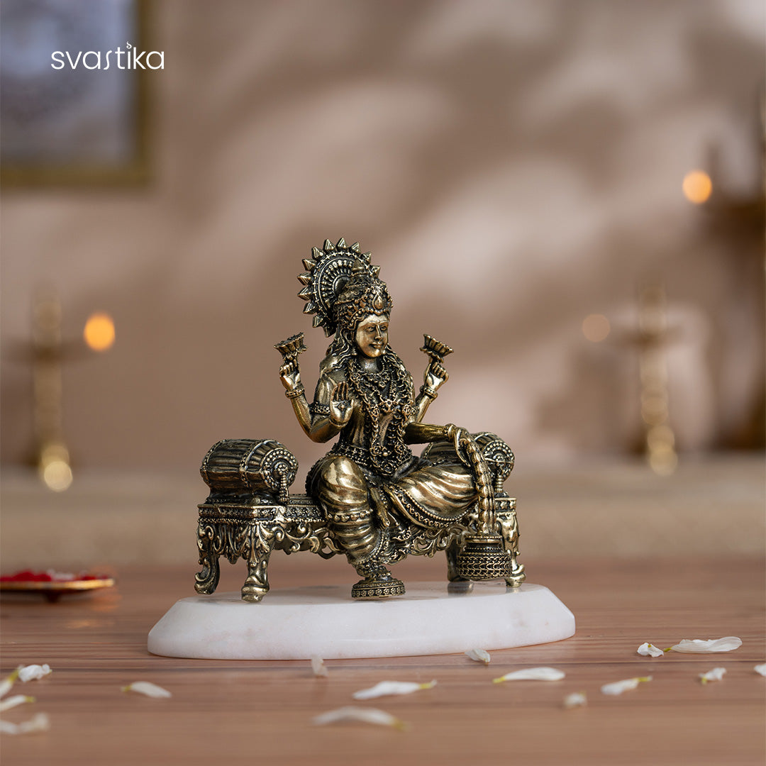 Brass Laxmi Ganesh Saraswati Murti Set (4 Inch)