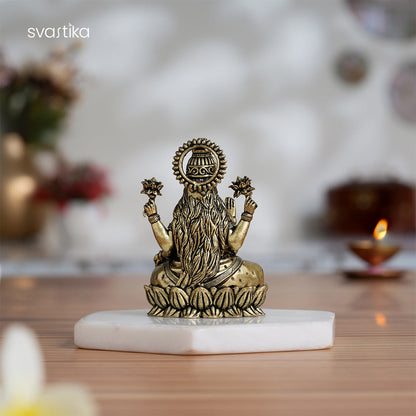 Brass Lakshmi Idol Sitting on Lotus (3 Inch)