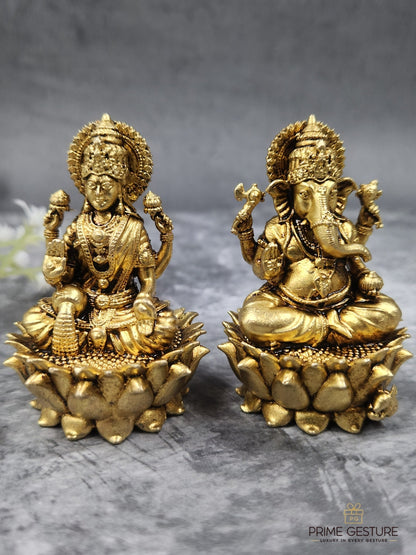 Brass Lakshmi Ganesh Idol – Balance of Prosperity & Right Action