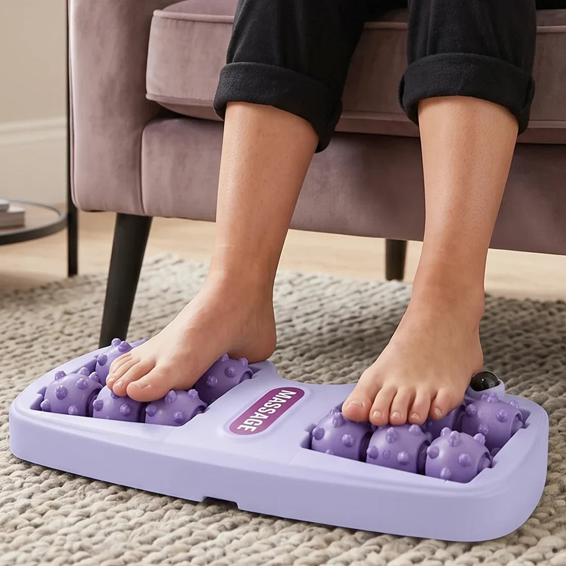 Manual Plastic Roller Foot Massager With Acupressure Nodes For Both Feet