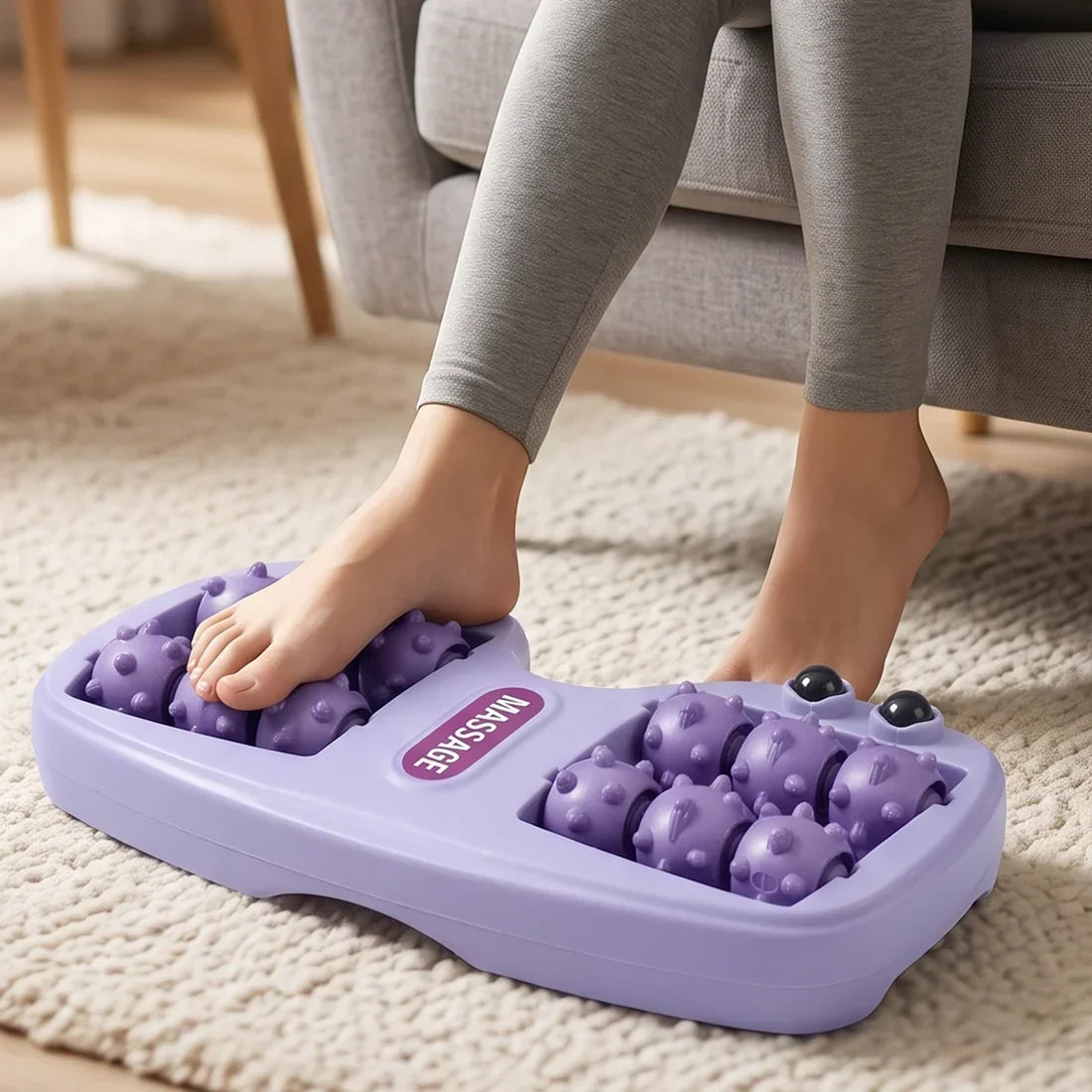 Manual Plastic Roller Foot Massager With Acupressure Nodes For Both Feet