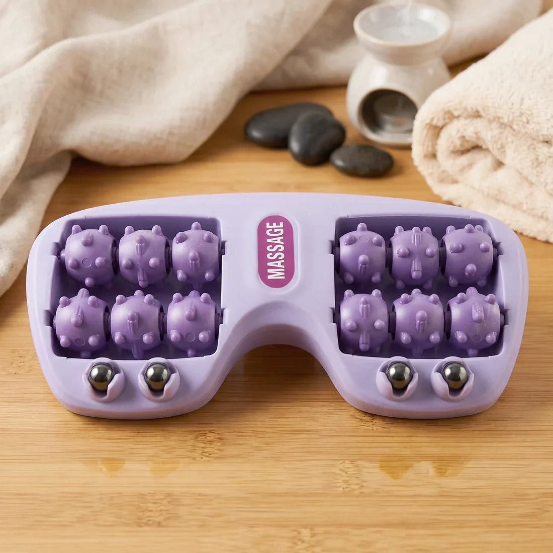 Manual Plastic Roller Foot Massager With Acupressure Nodes For Both Feet