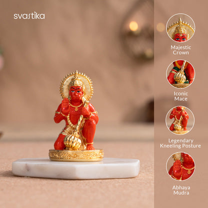 Lord Balaji Face Idol - Silver Plated (4 Inch) with Sinduri Hanuman Murti For Car Dashboard - Gold Plated (3.5 Inch) - Combo