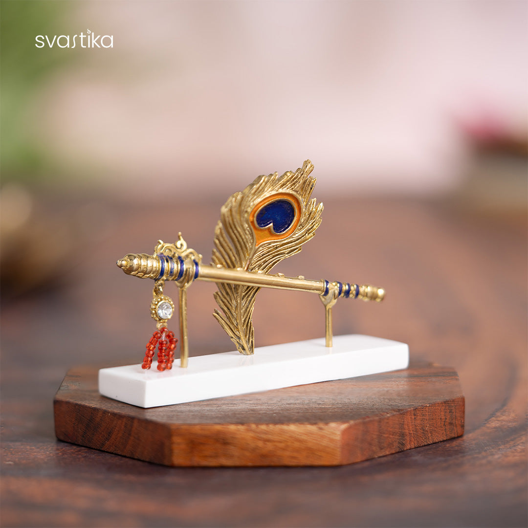 Lord Krishna's Flute & Feather Car Dashboard Idol (2.25 Inch)