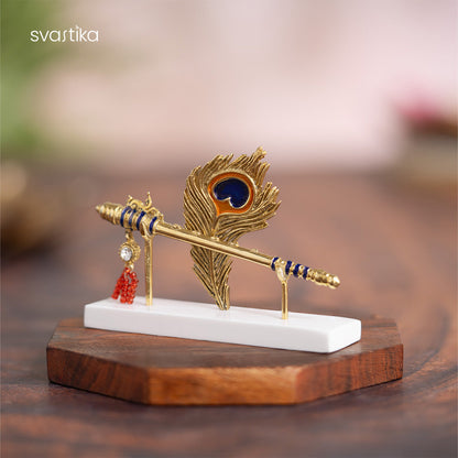 Lord Krishna's Flute & Feather Car Dashboard Idol (2.25 Inch)