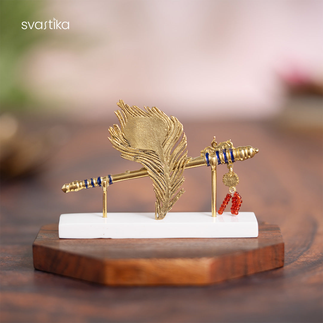 Lord Krishna's Flute & Feather Car Dashboard Idol (2.25 Inch)