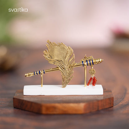 Lord Krishna's Flute & Feather Car Dashboard Idol (2.25 Inch)