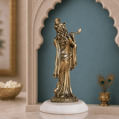 Brass Standing Krishna idol Playing Flute (6 Inch)