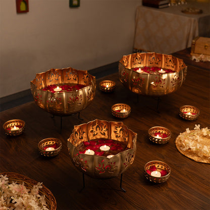 Lotus Urli Bowl with Stand (Set of 10)