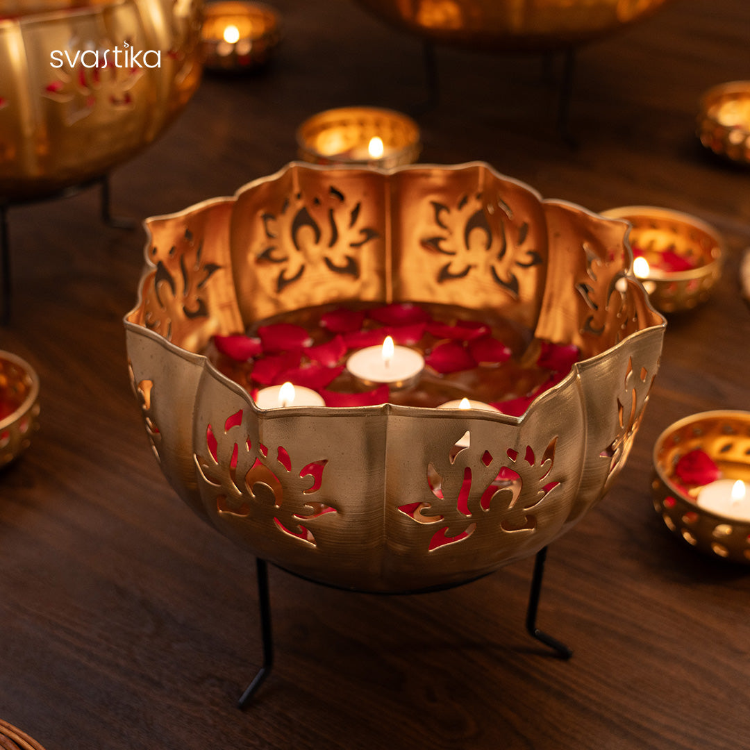 Lotus Urli Bowl with Stand (Set of 10)