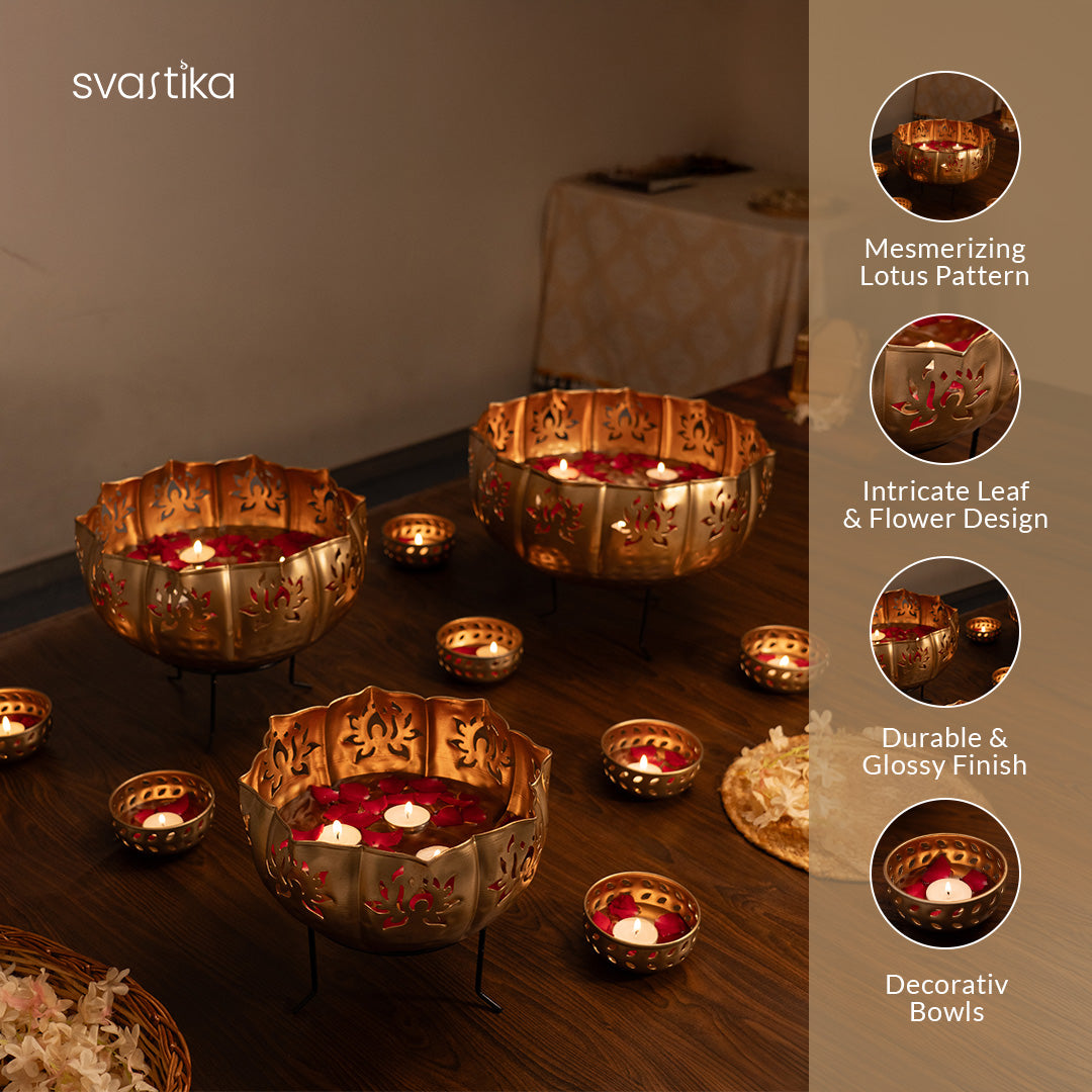 Lotus Urli Bowl with Stand (Set of 10)