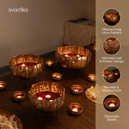 Lotus Urli Bowl with Stand (Set of 10)