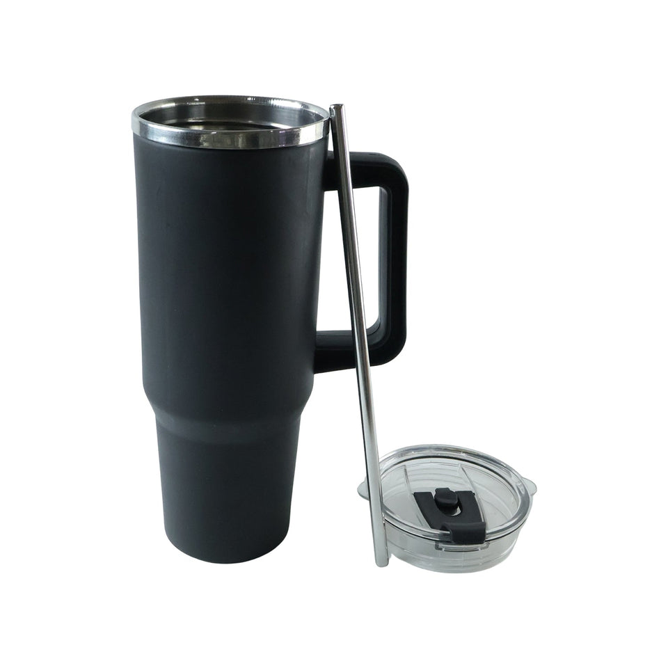 Konvex Hydra Insulated Travel Tumbler 1200 Ml With Handle Straw Black (1 Pc)