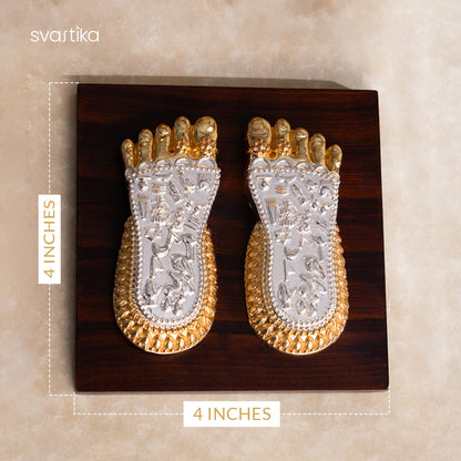 Maa Lakshmi's Charan Paduka - Gold & Silver Plated (3 Inch)