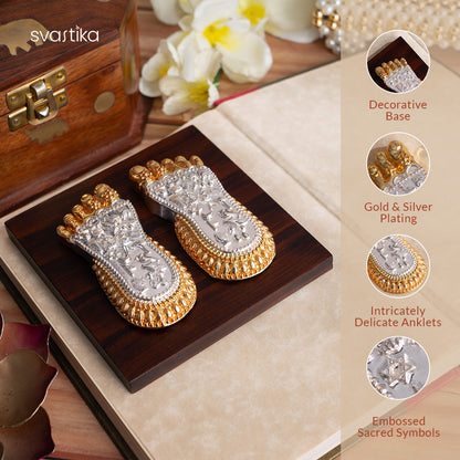 Maa Lakshmi's Charan Paduka - Gold & Silver Plated (3 Inch)