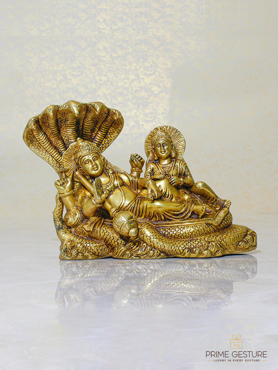 Brass Vishnu Lakshmi Idol – Protection, Prosperity & Divine Balance