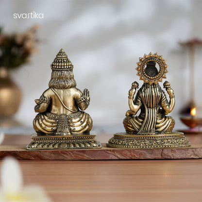 Brass Maa Lakshmi & Kuber Statue Pair (4 Inch)