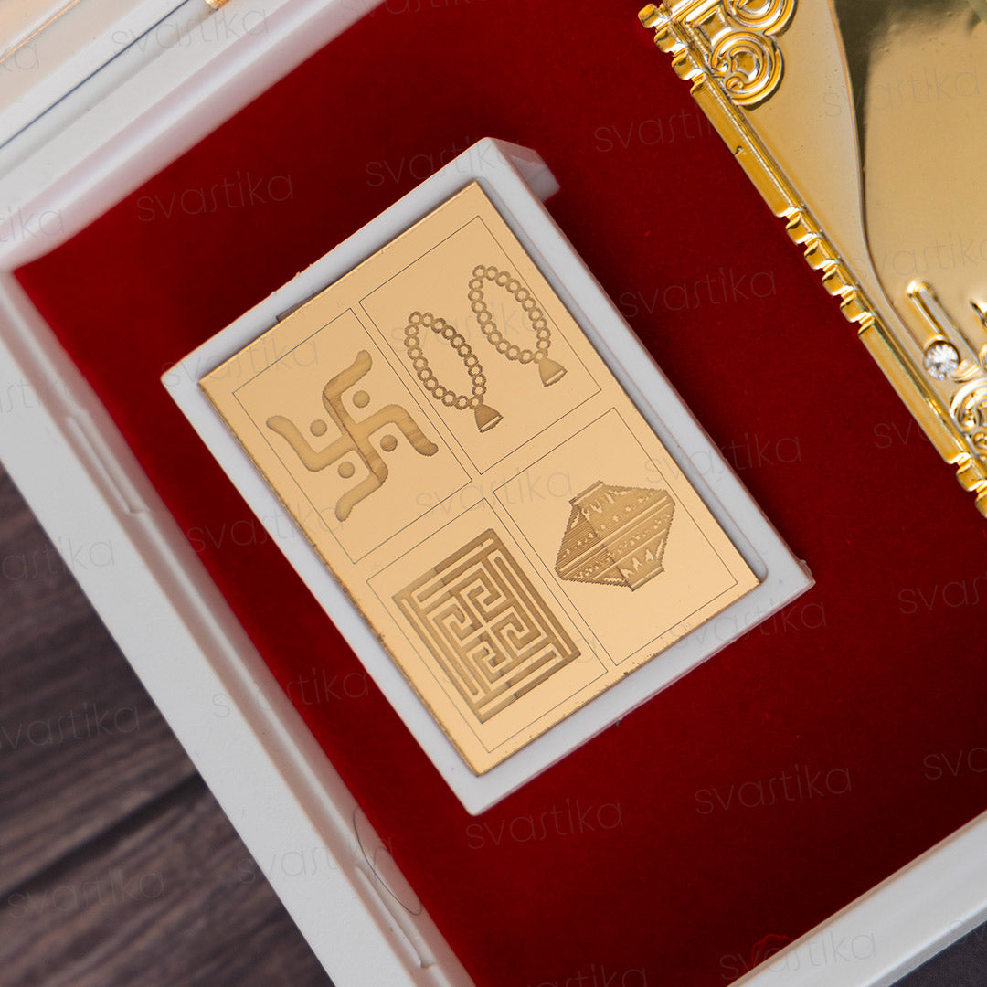 Svastika Mahaveer Jain Pocket Temple - Gold & Silver Plated