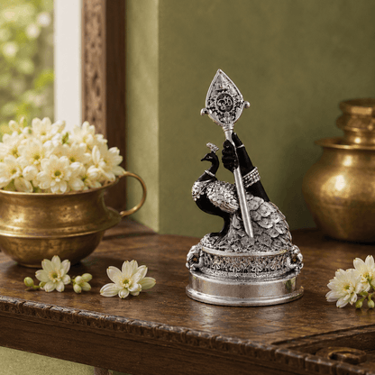 Svastika Vel Mayil Murugan Idol (999 Silver Plated)