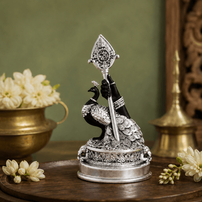 Svastika Vel Mayil Murugan Idol (999 Silver Plated)