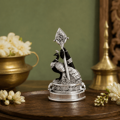 Svastika Vel Mayil Murugan Idol (999 Silver Plated)