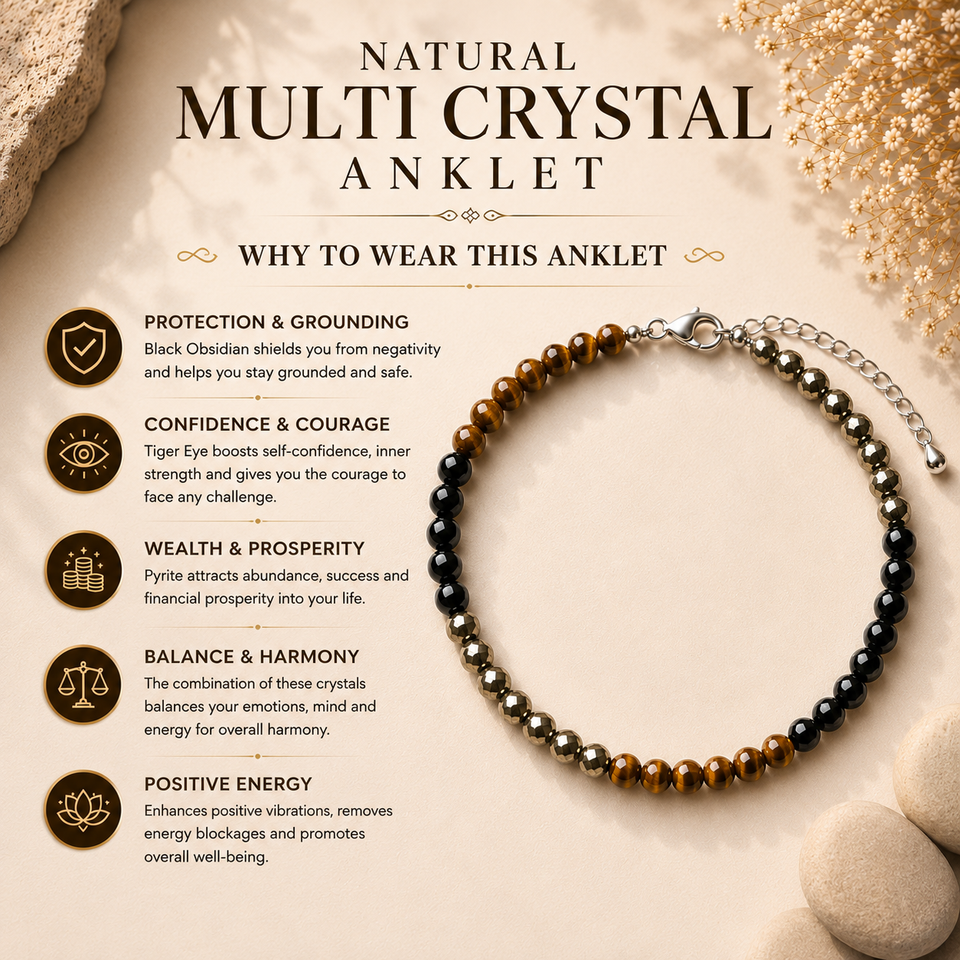 Natural Multi Crystal Anklet