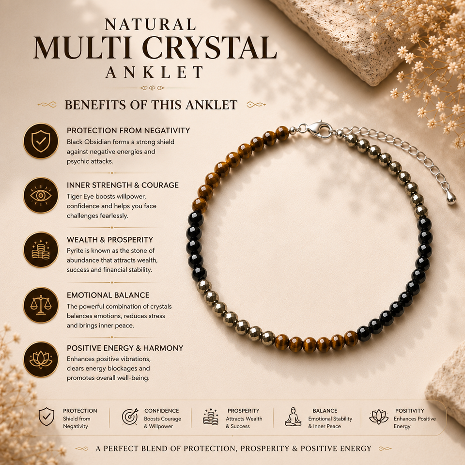 Natural Multi Crystal Anklet
