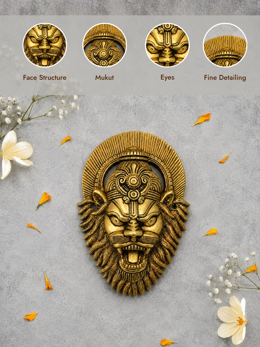 Brass Narasimha Lion Face Wall & Door Hanging