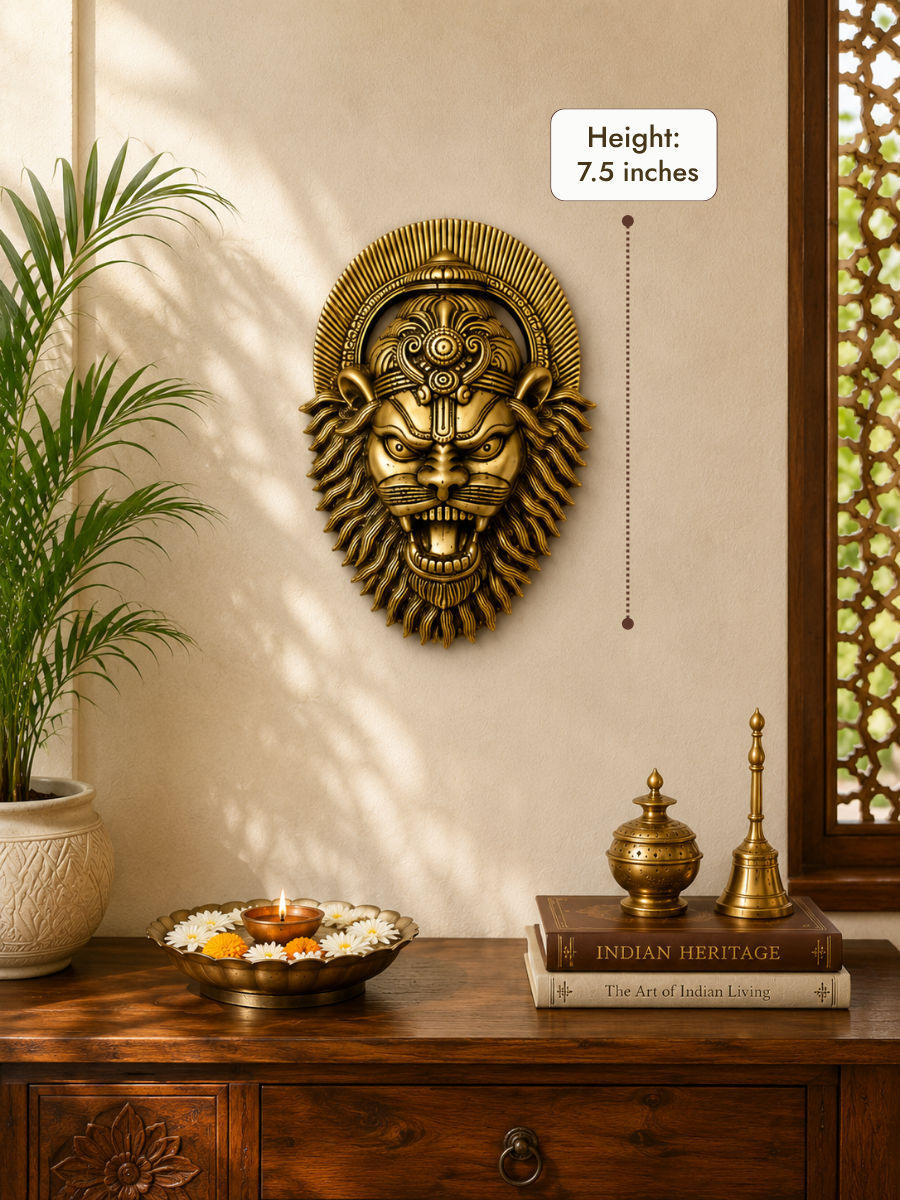 Brass Narasimha Lion Face Wall & Door Hanging