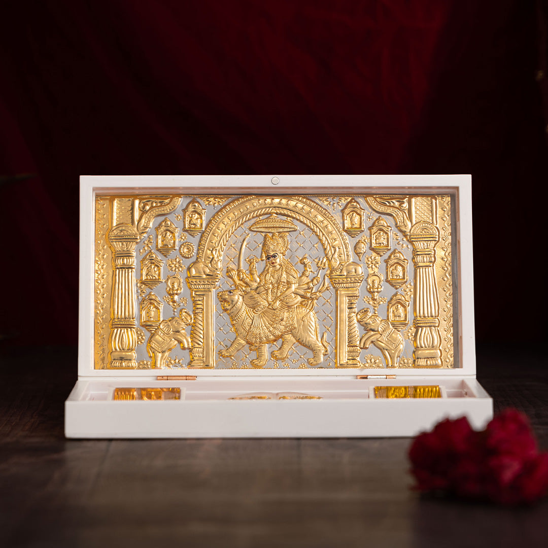 Svastika Nav Durga Pocket Temple - Gold Coated