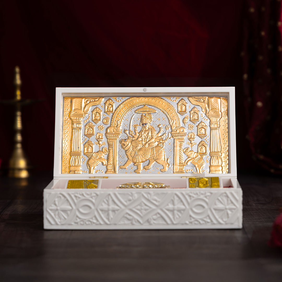 Svastika Nav Durga Pocket Temple - Gold Coated