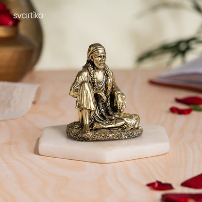 Sitting Brass Sai Baba Murti (3 Inch)