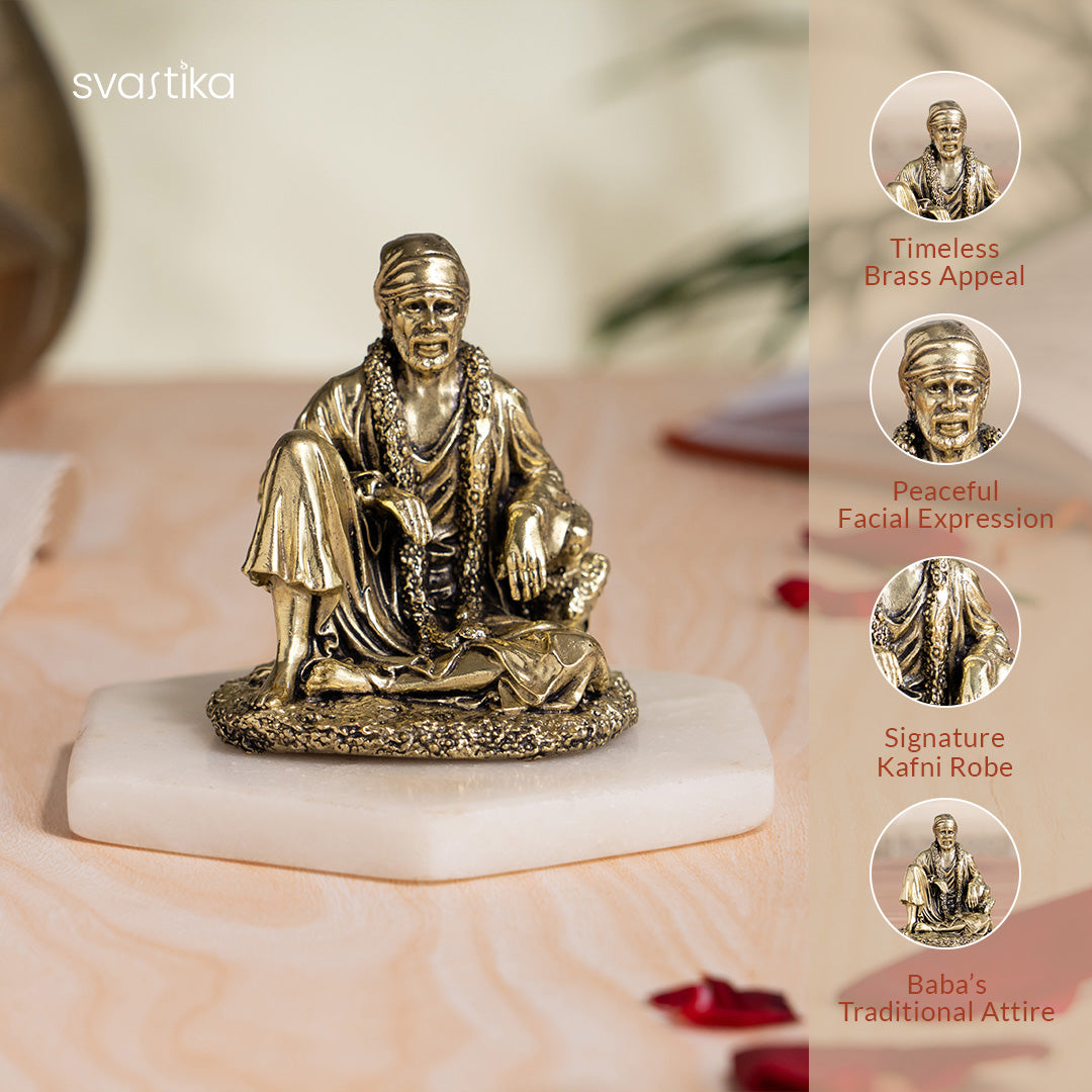 Sitting Brass Sai Baba Murti (3 Inch)
