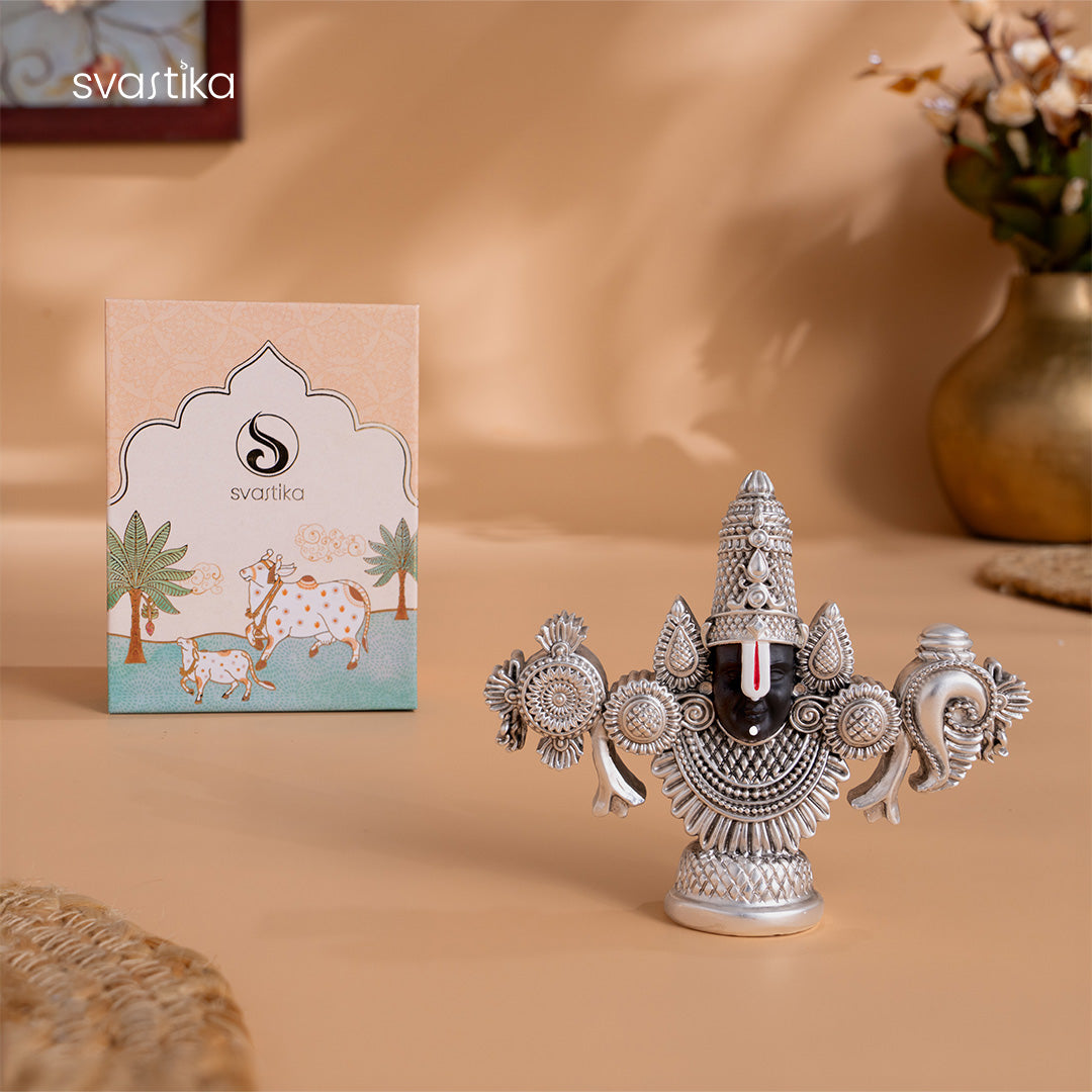 Lord Balaji Face Idol | Pure Silver Plated