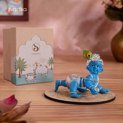 Crawling Laddu Gopal Murti - Silver Plated